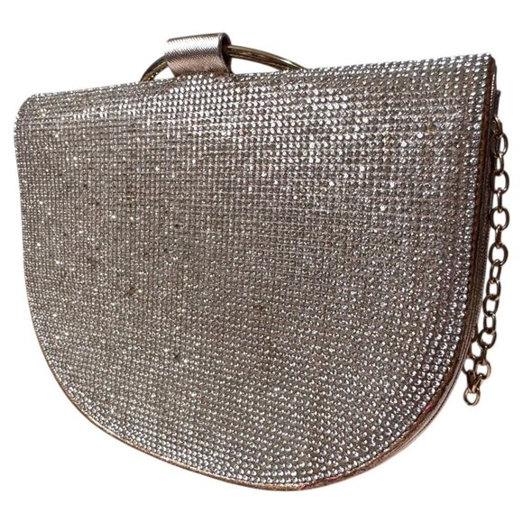 Steve Madden Crystal-Studded Half Moon Ring‎ Clutch rose gold - Picture 1 of 8
